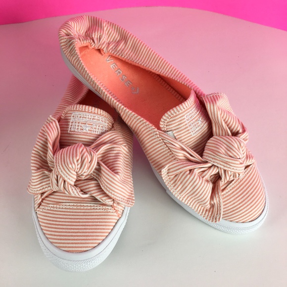 converse women's knot striped chambray slip on sneaker